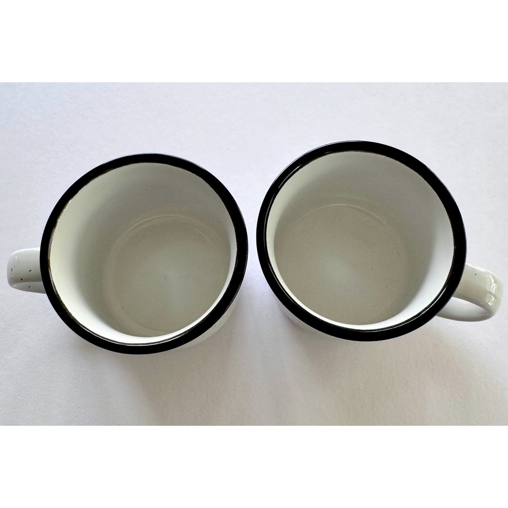 Set of 4 - 4oz‎ Speckled Ceramic White Black Campfire Coffee Mugs - Picture 8 of 11